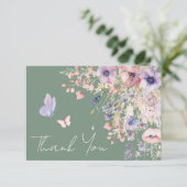 Schmetterlings-Salbei grüne Wildblume Dankeskarte (Stehend Vorderseite)