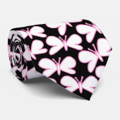 Schmetterlings-Silhouetten - Weiß mit Rosa auf Krawatte (Gerollt)