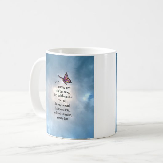 Schmetterlings-"so geliebtes" Gedicht Kaffeetasse (Vorderseite Links)