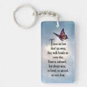 Schmetterlings-"so geliebtes" Gedicht Schlüsselanhänger (Vorderseite)