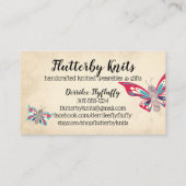 Schmetterlings-Stricknadel-Stricker-Visitenkarte Visitenkarte (Rückseite)