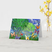 SCHMETTERLINGS-TANZ Gruß-Karte Karte (Gelbe Blume)