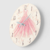 Schmetterlings-Tanz-Pfirsich-Schein-Kleid Große Wanduhr (Winkel)