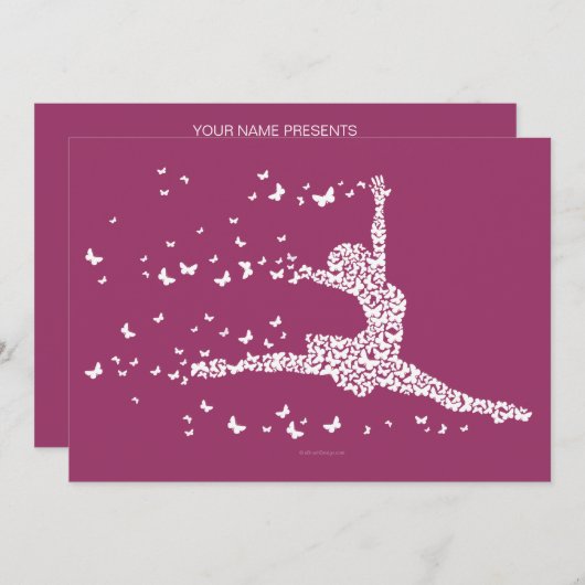 Schmetterlings-Tänzererwägungsgrund oder -Party Einladung (Vorne/Hinten)