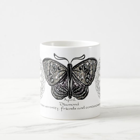 Schmetterlings-Tasse Aprils Birthstone Kaffeetasse (Mittel)
