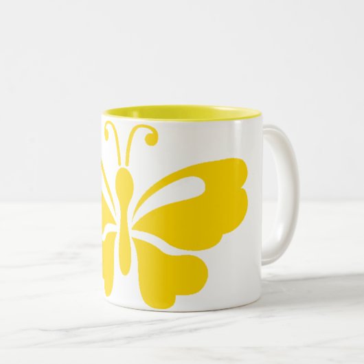 Schmetterlings-Tassen-Gelb Zweifarbige Tasse (VorderseiteRechts)