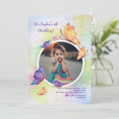 Schmetterlings-TraumFoto-Einladung Einladung (Stehend Vorderseite)