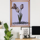 Schmetterlings-Tulpen-Druck, Poster (Heimbüro)