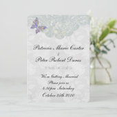 Schmetterlings-u. Spitze-Hochzeits-Einladung Einladung (Stehend Vorderseite)