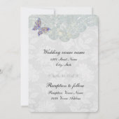 Schmetterlings-u. Spitze-Hochzeits-Einladung Einladung (Rückseite)