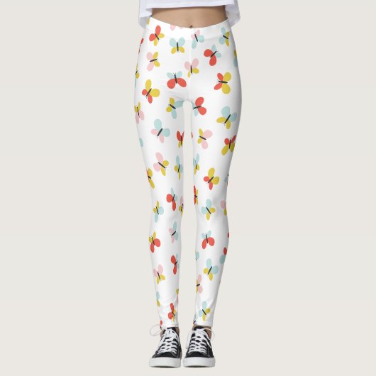 Schmetterlings- und Blumendesign Leggings (Vorderseite)