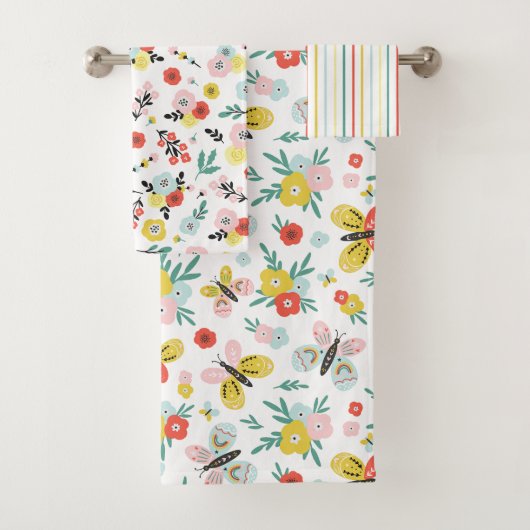 Schmetterlings- und Blumenmuster Badhandtuch Set (Insitu)