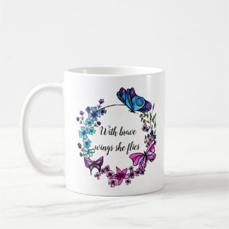 Schmetterlings- und BlumenWreathzitat und Kaffeetasse