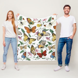 Schmetterlings- und Mottenmalerei im Vintage-Stil Fleecedecke