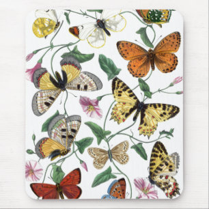 Schmetterlings- und Mottenmalerei im Vintage-Stil Mousepad