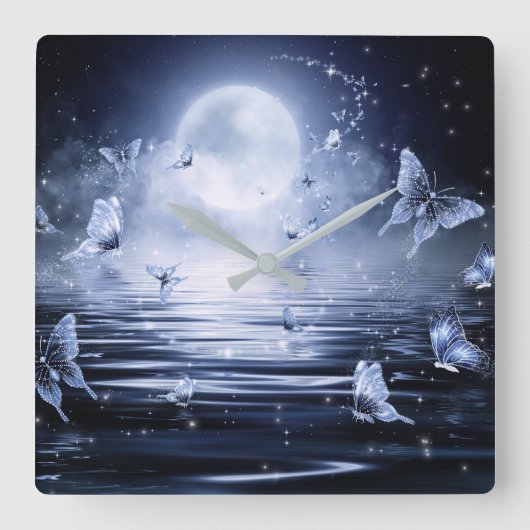 Schmetterlings-Wanduhr Quadratische Wanduhr (Vorderseite)