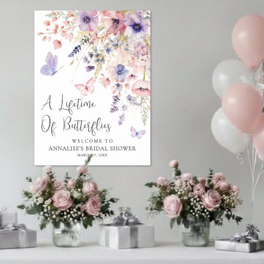 Schmetterlings-Wildblumen-Brautjungfernparty Poster