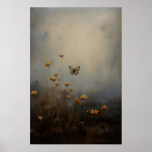 Schmetterlings-Wildblumen Vintage-Blumenkunst, Ant Poster