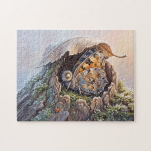 Schmetterlings-Winterruhe in hohlem Baum Puzzle
