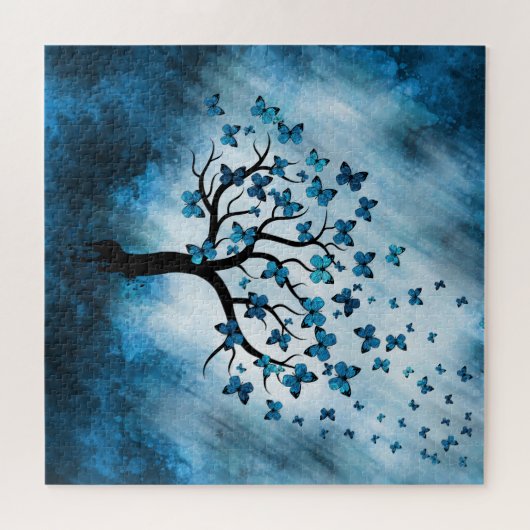 Schmetterlingsbaum - Blauer Marmornebel Puzzle (Horizontal)