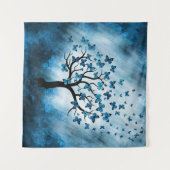 Schmetterlingsbaum - Blauer Marmornebel Wandteppich (Vorderseite (Horizontal))