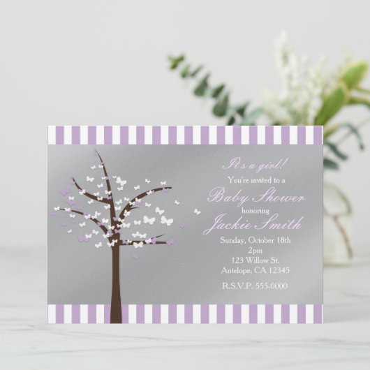 Schmetterlingsbaum Lavendel & Graudusche Einladung (Stehend Vorderseite)