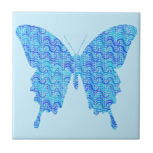 Schmetterlingsbild, abstraktes Muster, blaue Farbt Fliese
