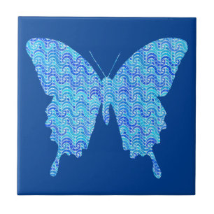 Schmetterlingsbild, abstraktes Muster, blaue Farbt Fliese