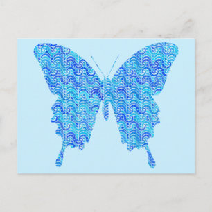 Schmetterlingsbild, abstraktes Muster, blaue Farbt Postkarte