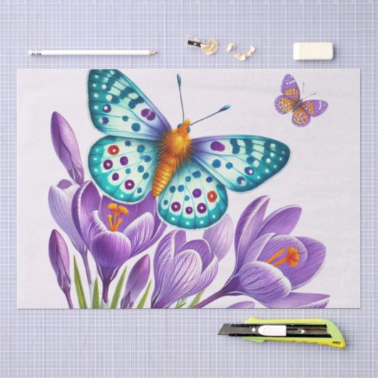 Schmetterlingsblicke unter den Blume Seidenpapier (Handwerk)