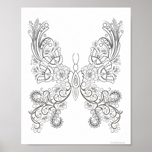 Schmetterlingsblumen #17 Fantasy-Färbung Poster (Vorne)