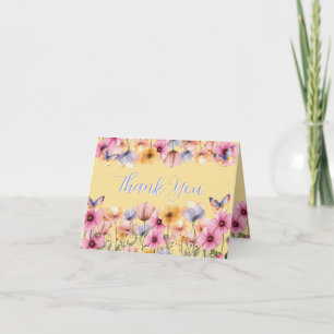 Schmetterlingsblumen blühen im Frühling Aquarell  Dankeskarte