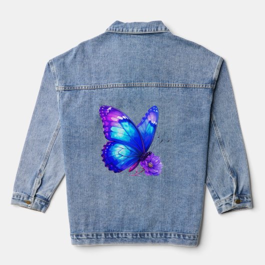 Schmetterlingsblumen-Denimjacke Jeansjacke (Rückseite)