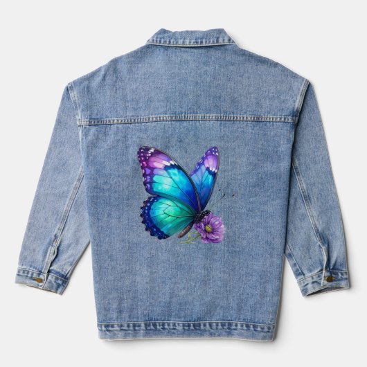 Schmetterlingsblumen-Denimjacke Jeansjacke (Rückseite)