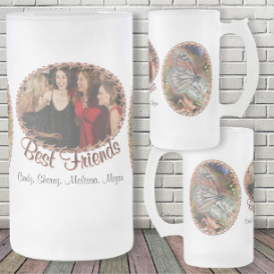 Schmetterlingsblumen der besten Freunde Mattglas Bierglas