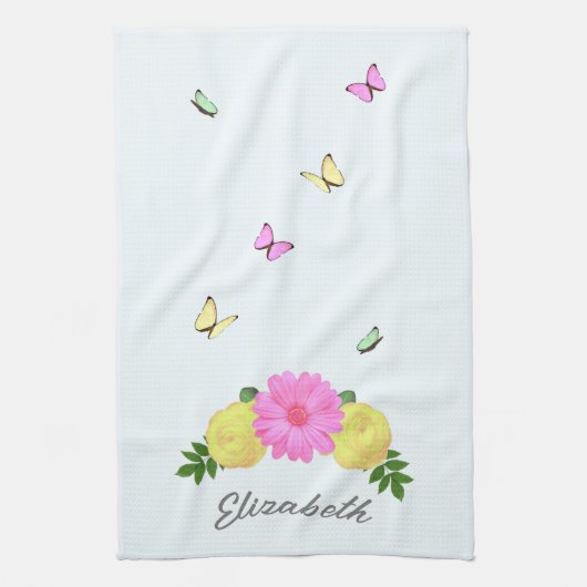 Schmetterlingsblumen Geschirrtuch (Vertikal)