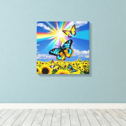 Schmetterlingsblumen Leinwanddruck (Insitu (Holzboden))