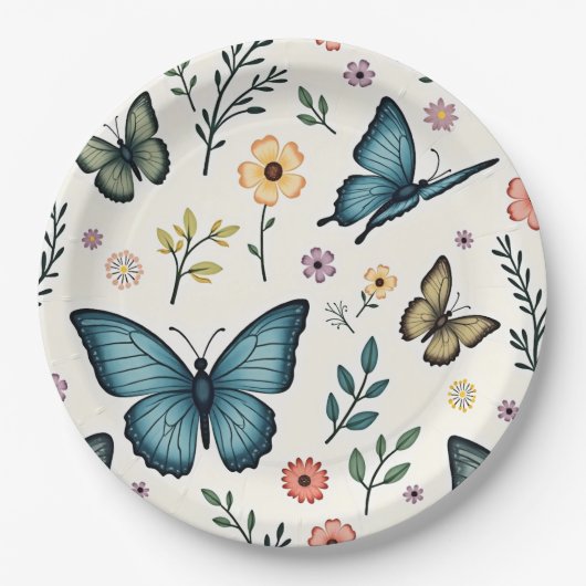 Schmetterlingsblumen Pappteller (Vorderseite)