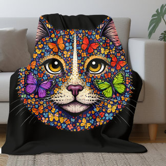 Schmetterlingsblütenfarbe Katzenporträt Katzen Mam Fleecedecke