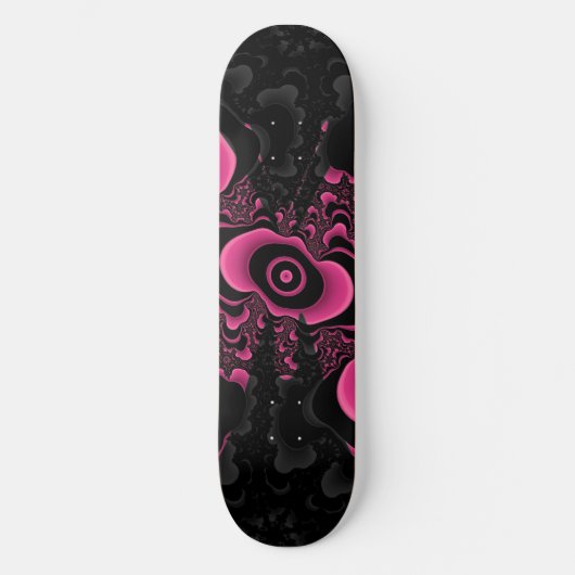 Schmetterlingsdeck aus schwarzem und rosa Fraktal Skateboard (Vorderseite)
