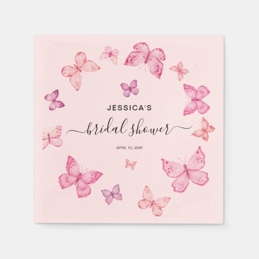 Schmetterlingsdekor im Brautparty Serviette (Vorderseite)