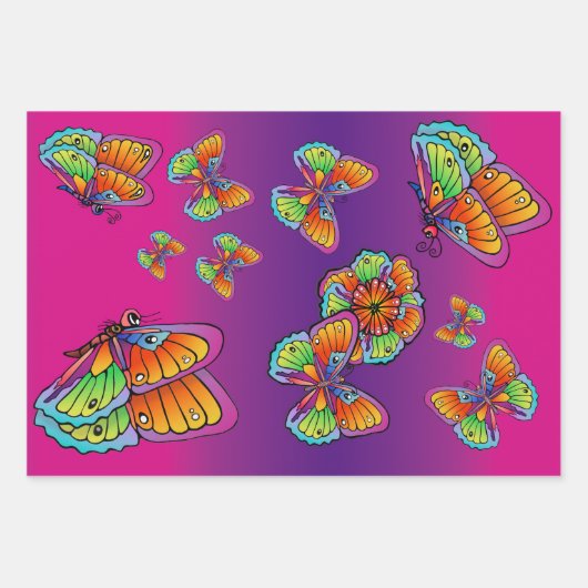 Schmetterlingsdesign Geschenkpapier Set (Vorderseite)