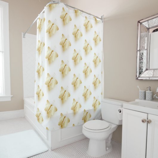 Schmetterlingsdesign in Gold Duschvorhang (Beispiel)