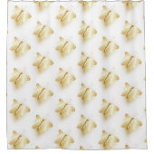 Schmetterlingsdesign in Gold Duschvorhang (Vorderseite)