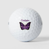 Schmetterlingsdesign in Lila Golfball (Vorderseite)