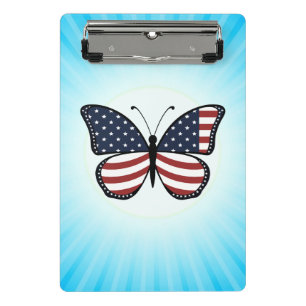 Schmetterlingsdesign mit amerikanischer Flagge Mini Klemmbrett