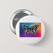 Schmetterlingsdesign mit Sonnenuntergangfarben Button (Vorne & Hinten)