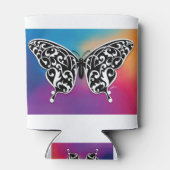 Schmetterlingsdesign mit Sunset-Farben Dosenkühler (Rückseite)