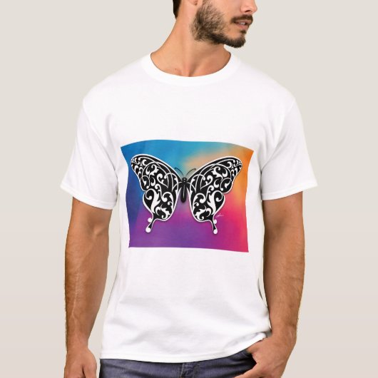 Schmetterlingsdesign mit Sunset-Farben T-Shirt (Vorderseite)