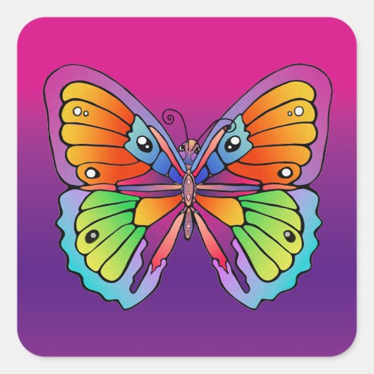 Schmetterlingsdesign Quadratischer Aufkleber (Vorderseite)